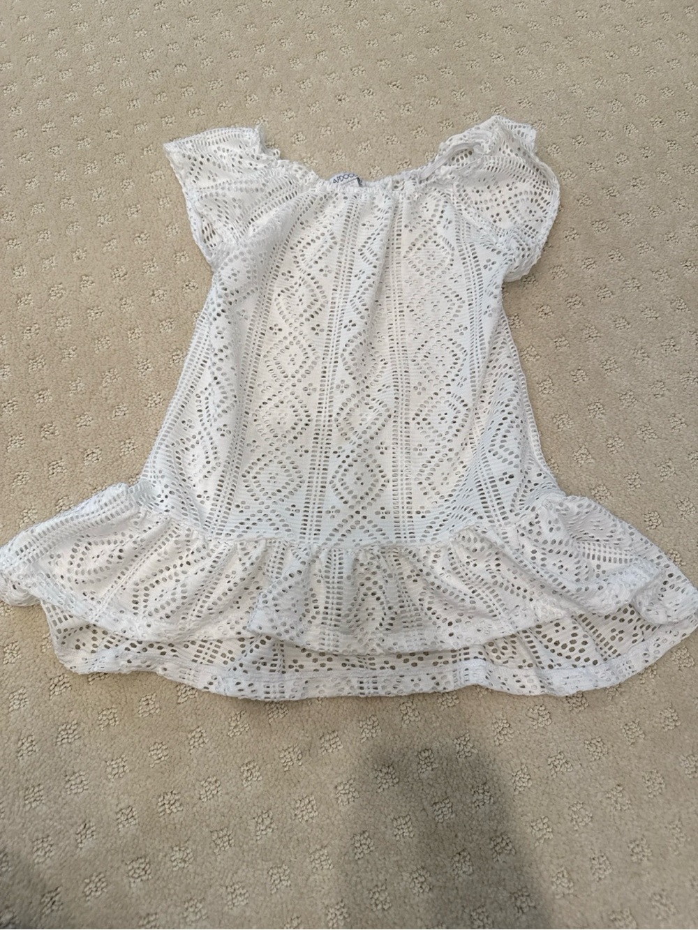 Flapdoodles Girls White Eyelet Lace Ruffle Cover Up Size 4